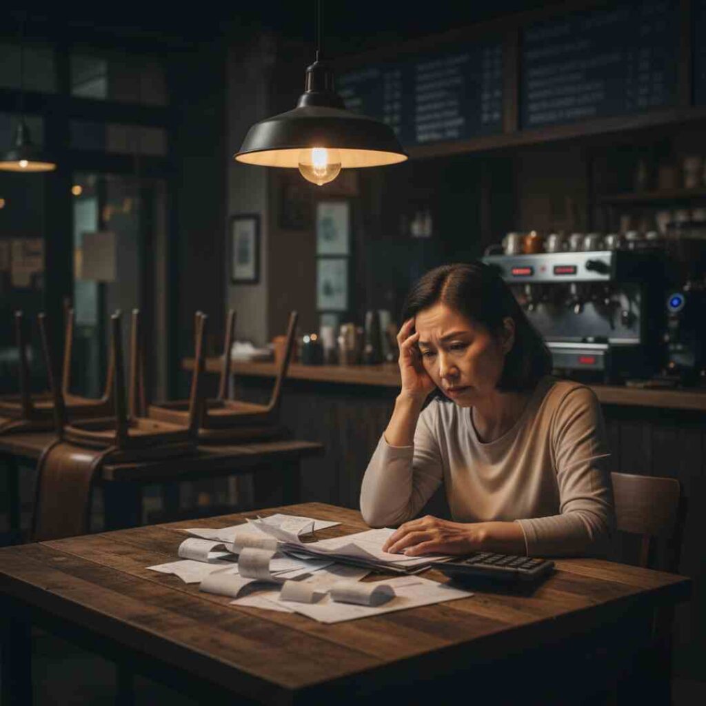 เจ้าของร้านอาหารกำลังเครียดกับบิลค่าใช้จ่ายตอนกลางคืน สะท้อนปัญหาขายดีแต่ไม่มีเงินเหลือ