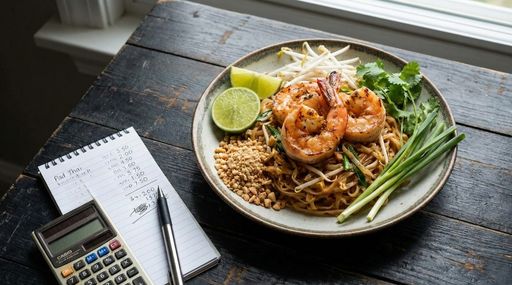 การคำนวณต้นทุนอาหารเมนูผัดไทยกุ้งสด